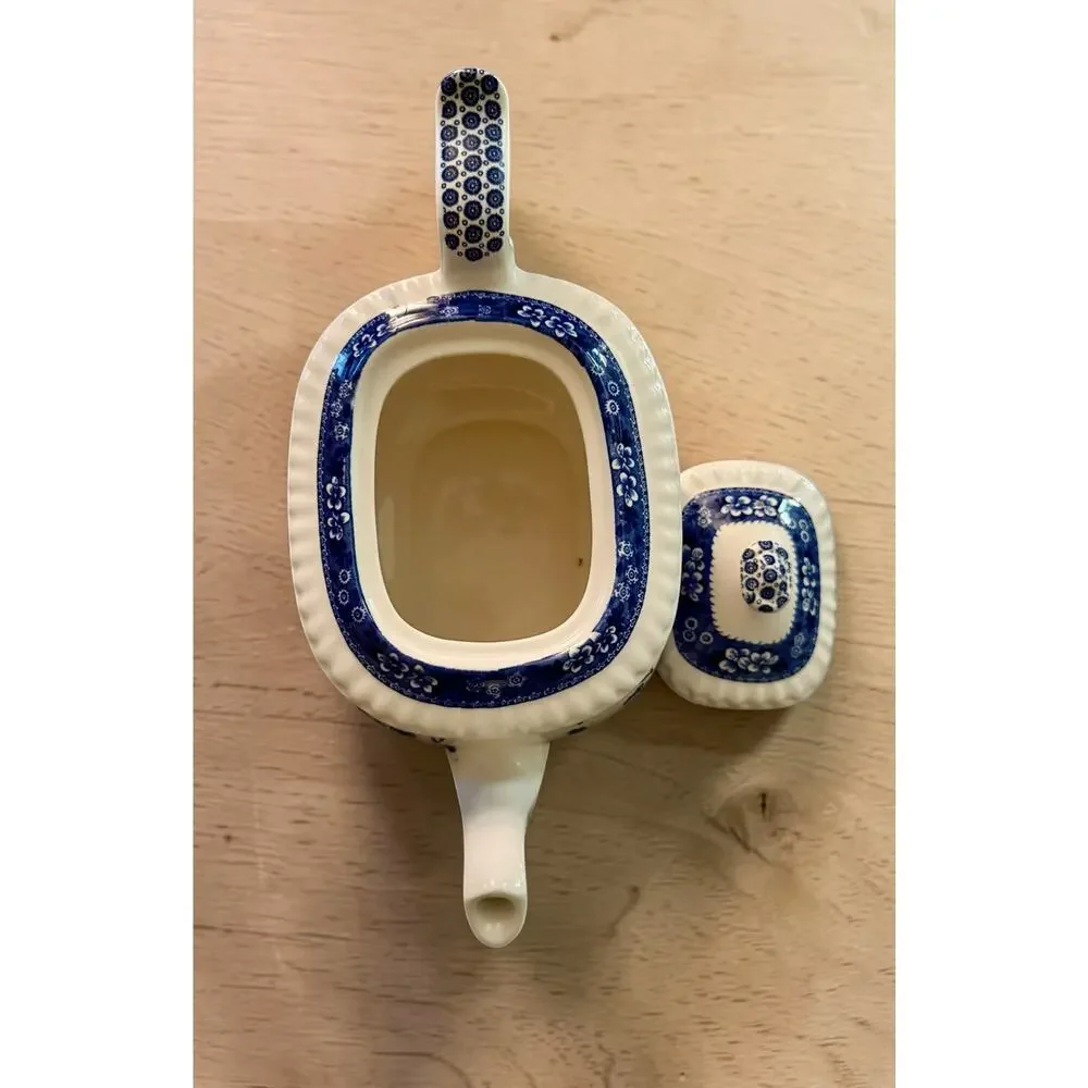 Spode Tower Blue Gadroon Teapot | Pristine Condition | Vintage Made in England